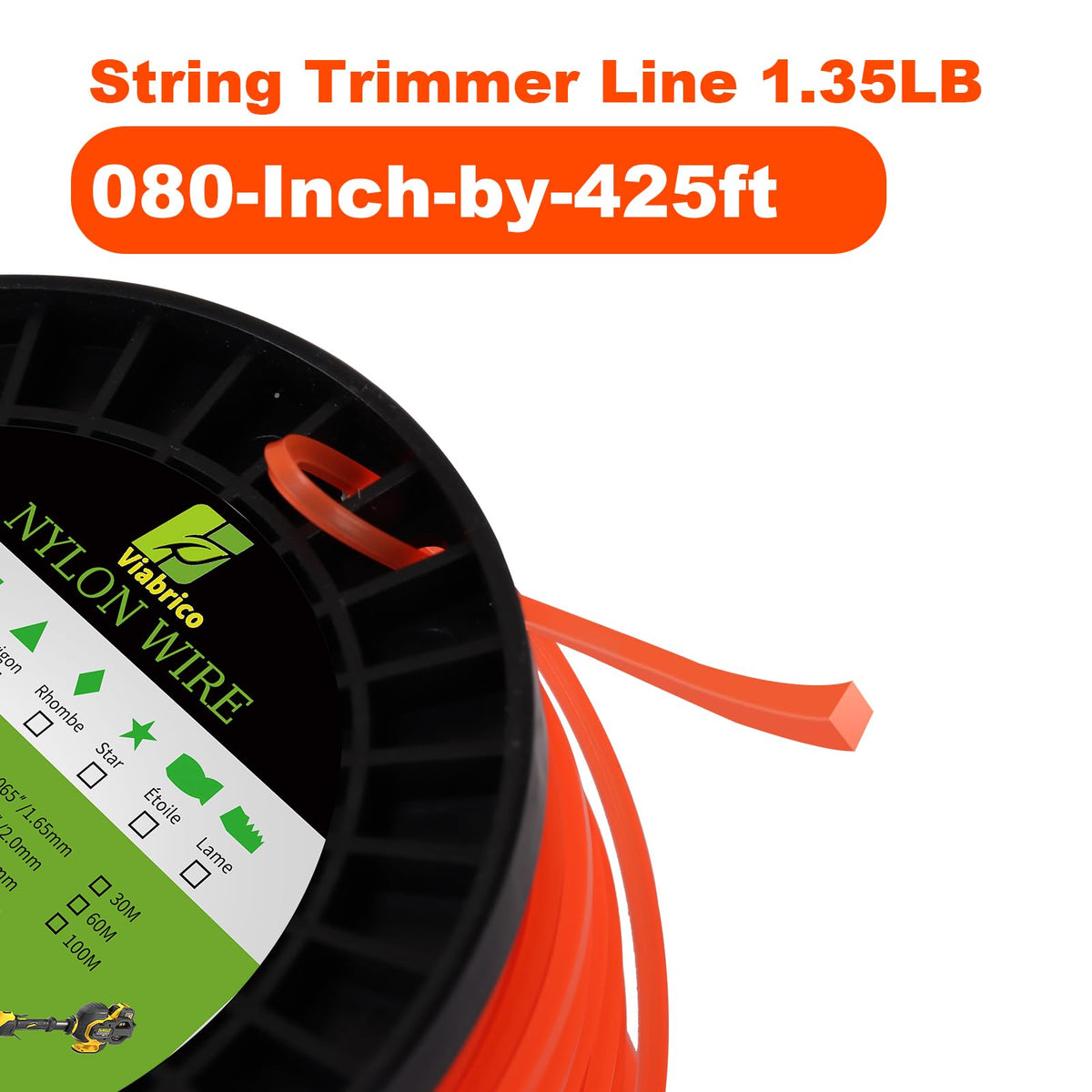 VIABRICO 0.080in trimmer line coiled spool highlights durability for tough jobs.