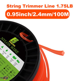 VIABRICO heavy-duty square orange 0.095 line resists breakage in tough growth.