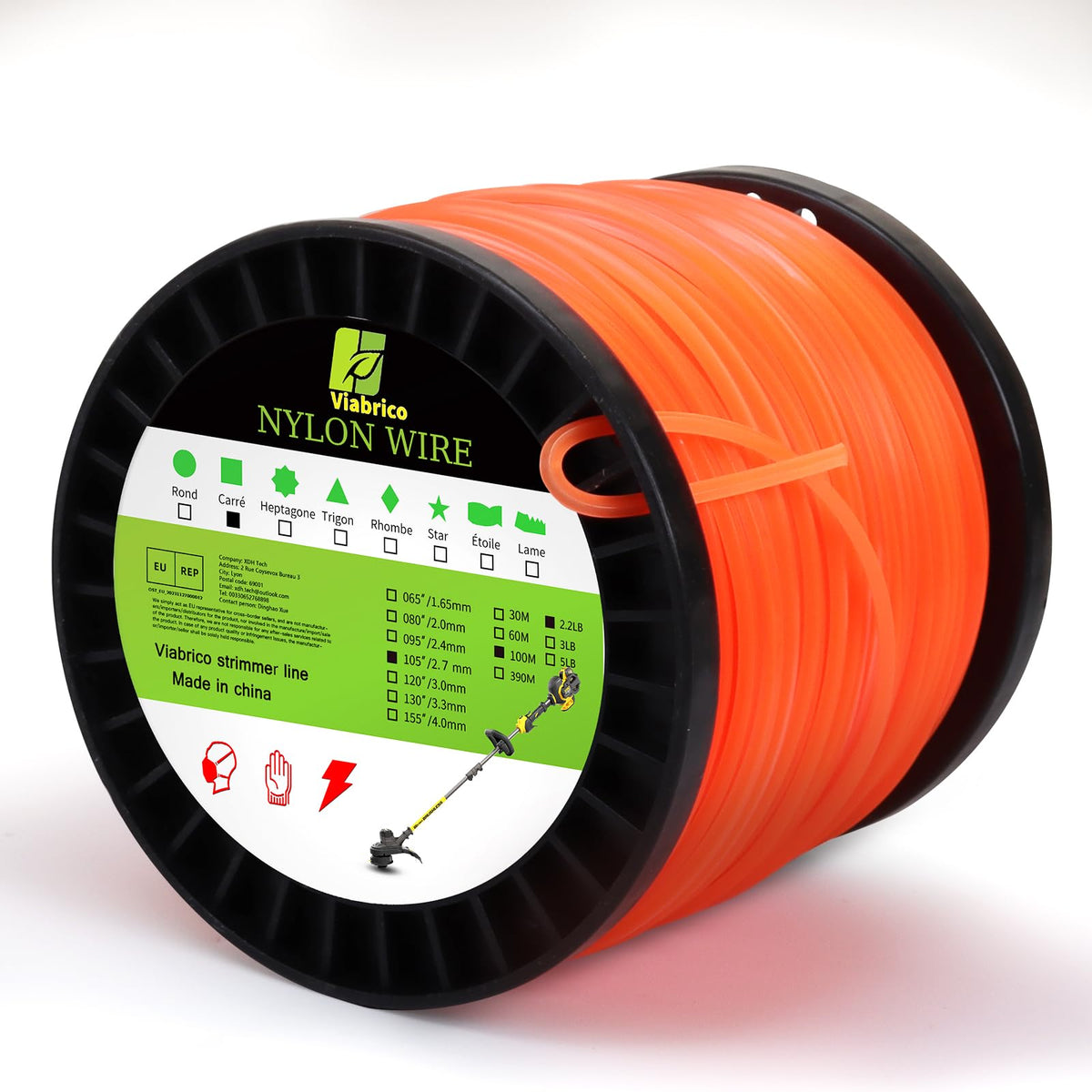 VIABRICO square orange weed eater string closeup for precise cuts