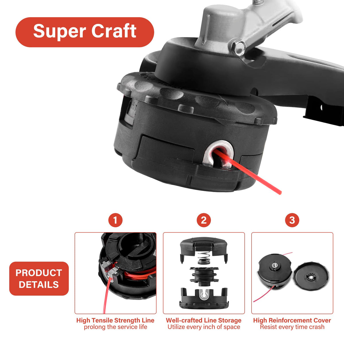 VIABRICO trimmer head quick installation without disassembly for straight shafts.