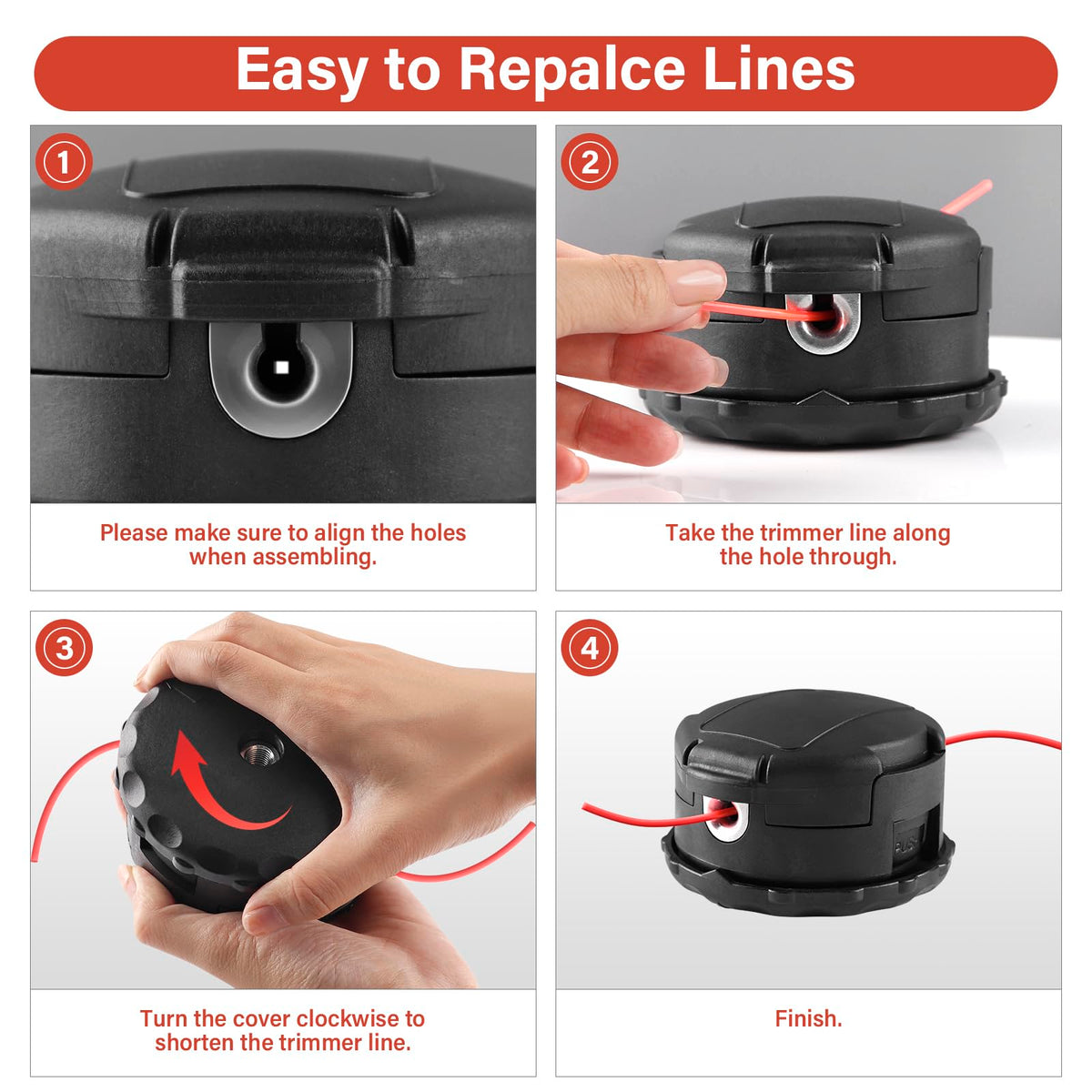 VIABRICO trimmer head highlighting large line storage capacity for fewer reloads.