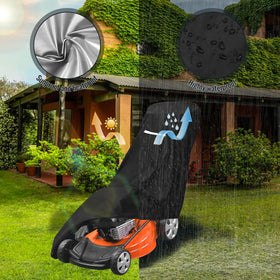 Viadom reflective strips on mower cover improve visibility during handling