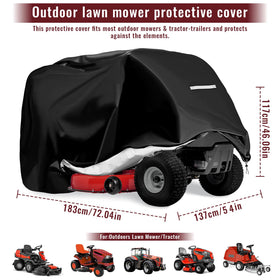 Viadom riding mower cover elastic hem for snug fit during storage