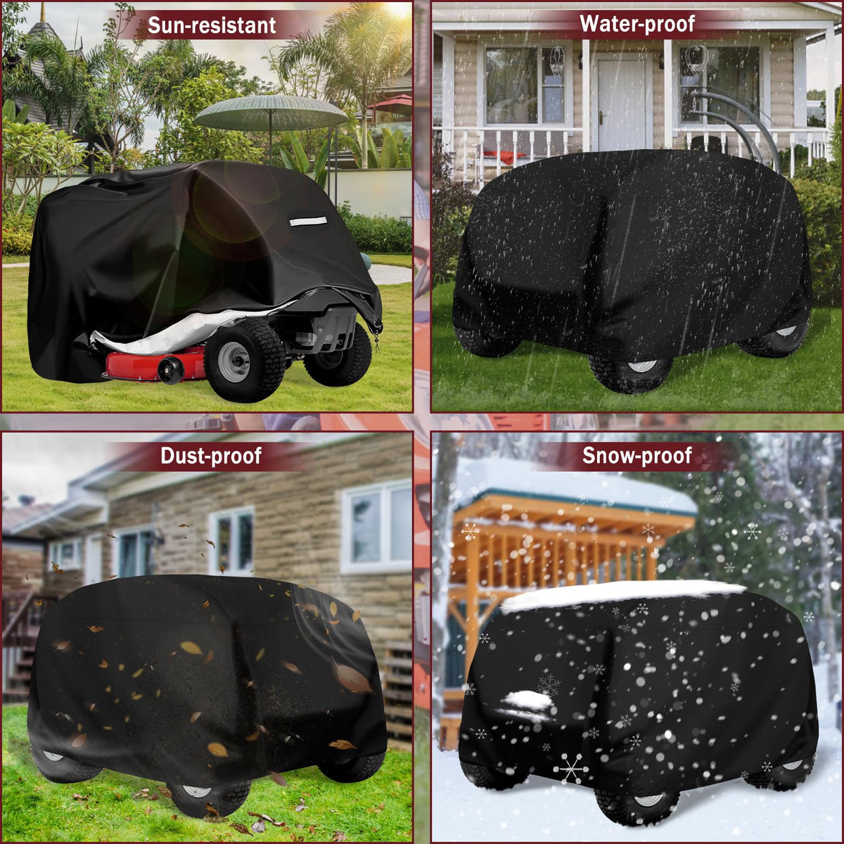 Viadom mower cover in use keeps exterior clean and dry