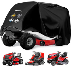 Viadom riding mower cover with waterproof fabric protecting mower from rain