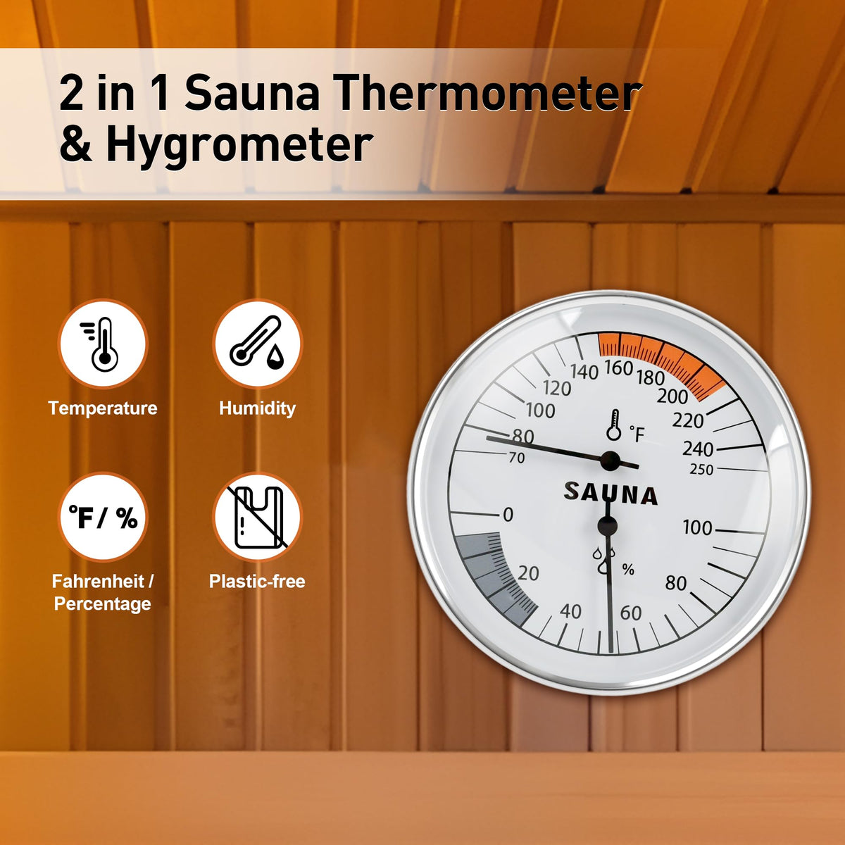 V Viatanst compact four-inch design fits any sauna decor.