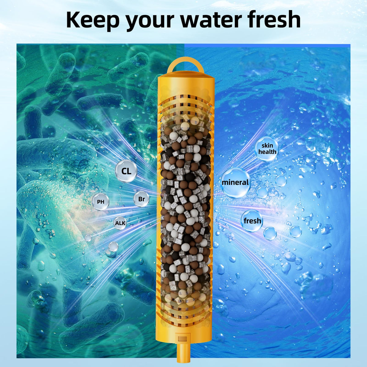 Vibement spa mineral stick closeup highlights mineral core for purification.