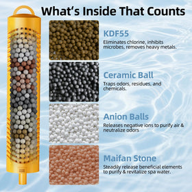 Vibement spa mineral stick in spa filter demonstrates easy installation for clear water.