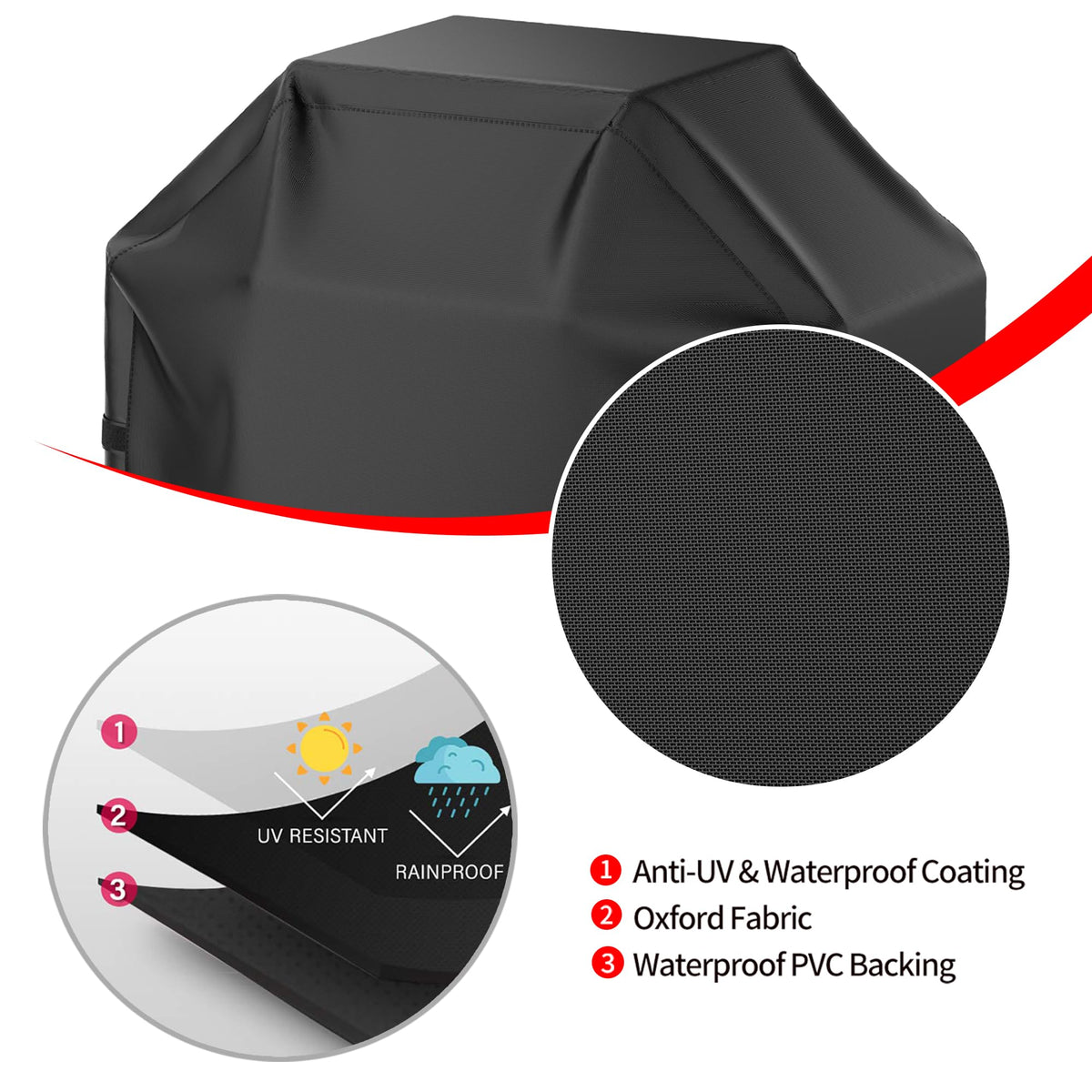 VIBOOS BBQ cover 65-inch dimension fits most 5-7 burner grills.