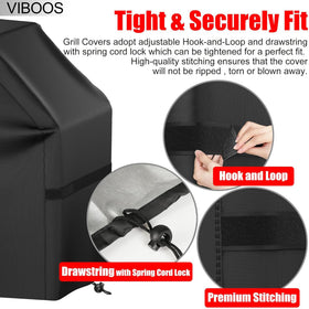 VIBOOS 58x23x43 inch cover fits grills up to 58 inches wide.