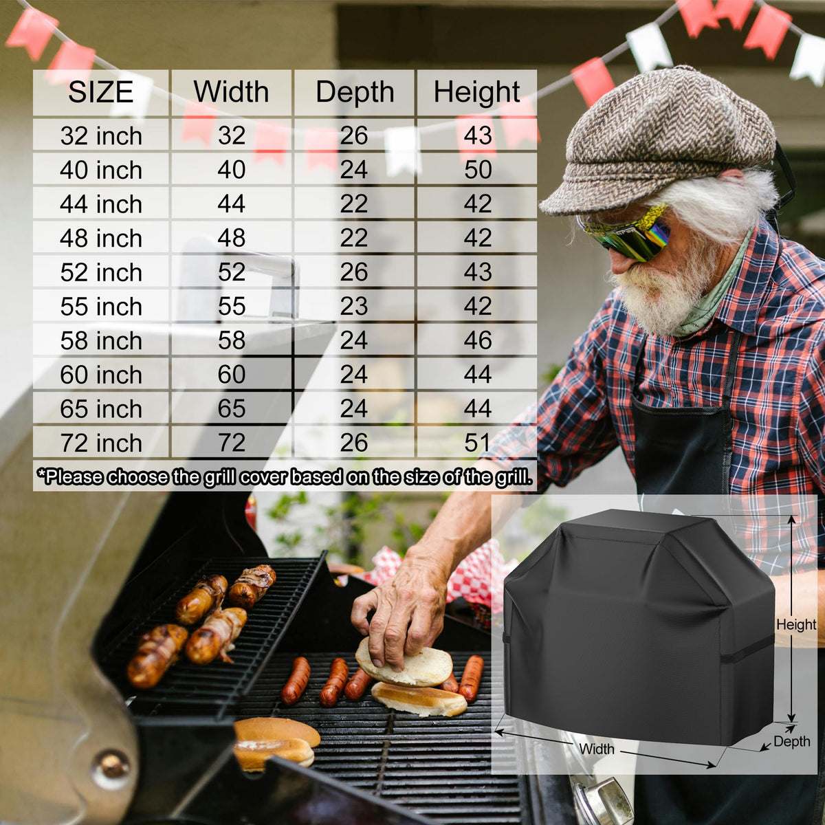 VIBOOS grill cover used on a variety of grill types