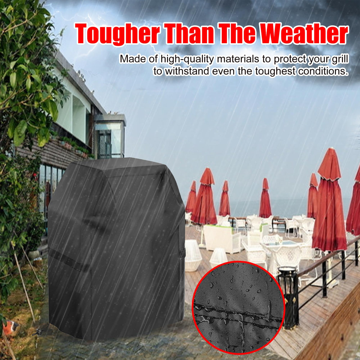 VIBOOS grill cover blocks sun and fading on hot sunny days