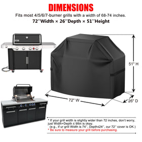Viboos grill cover showcases waterproof Oxford cloth protection against rain.
