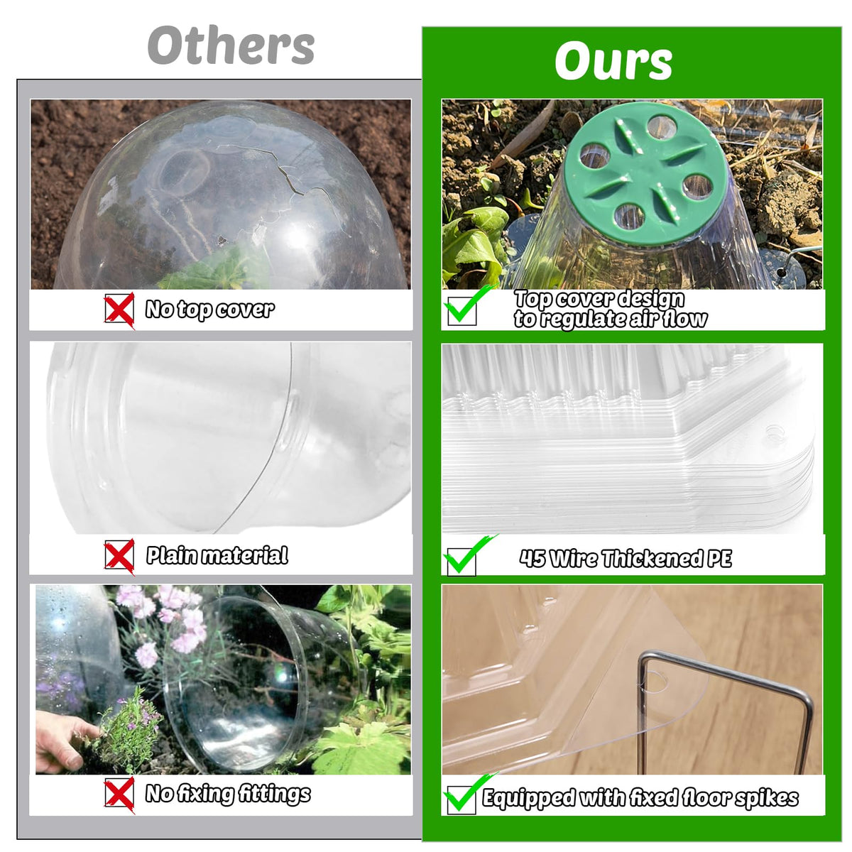 VICAMB durable reusable plastic cloches for multiple seasons