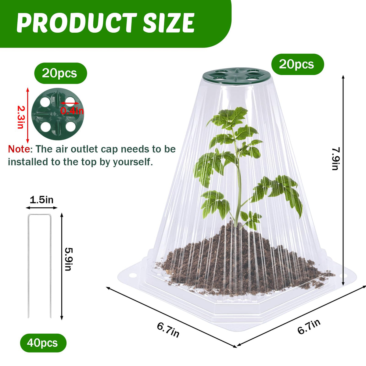 VICAMB garden cloches with rotatable vents enabling adjustable airflow for seedlings