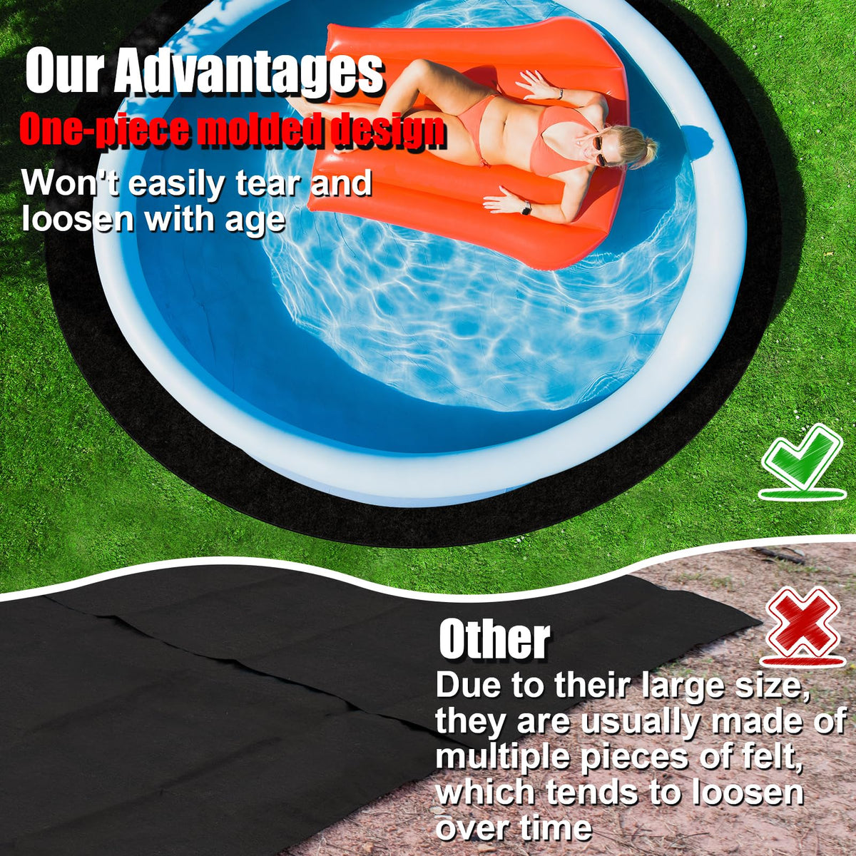 VICAMB versatile pad suitable for above-ground pools, hot tubs, and outdoor gear.