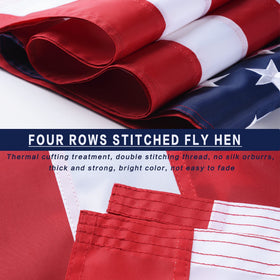 VICDRIA flag bottom-edge multi-row stitching reinforces durability.