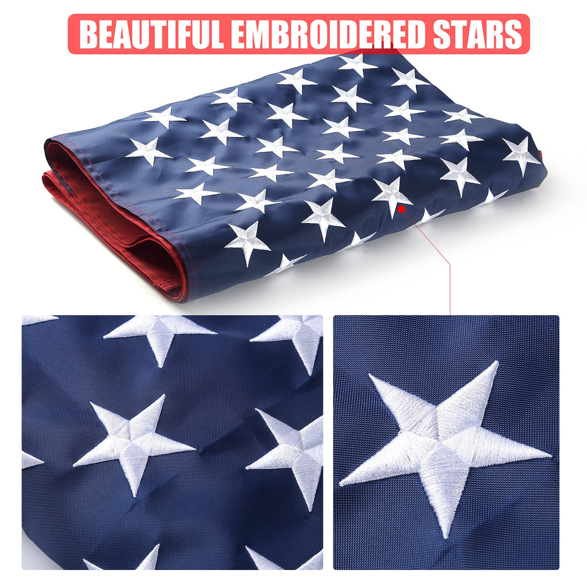 VICDRIA US flag 3x5 with brass grommets for secure outdoor mounting