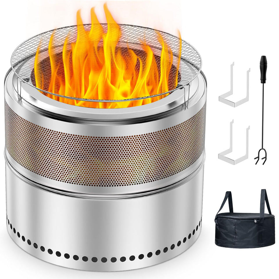 VICEARTH smokeless fire pit 360° airflow for cleaner flames
