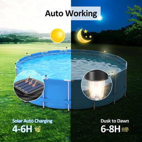 VICHTOP lights attach to pool fence for dusk lighting and ambience.