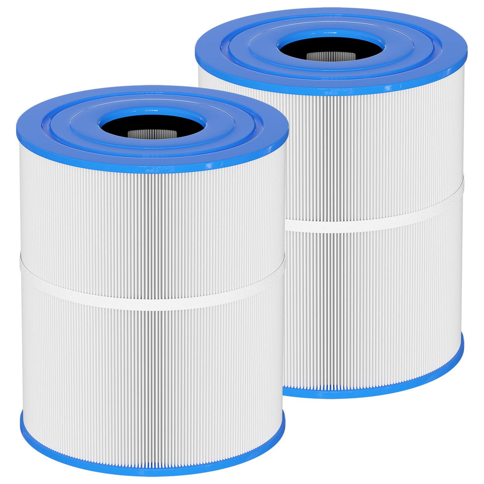 Vickmons C-8465 spa filter two-pack in blue and white for clean hot tub water