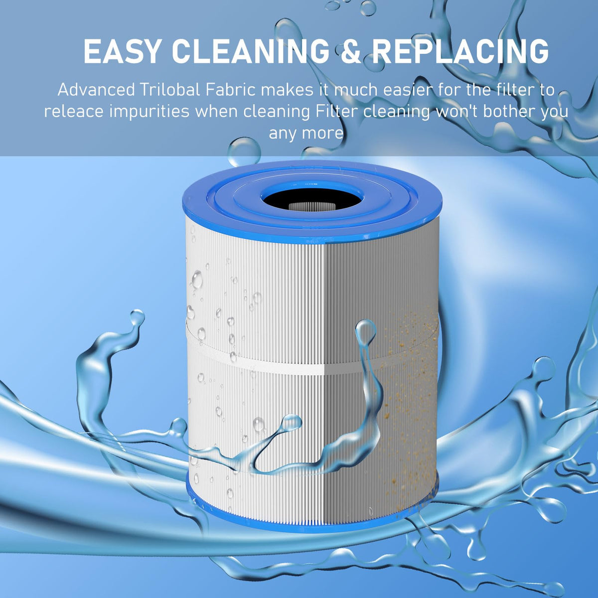 Top and bottom three-inch openings on Vickmons spa filter for easy installation