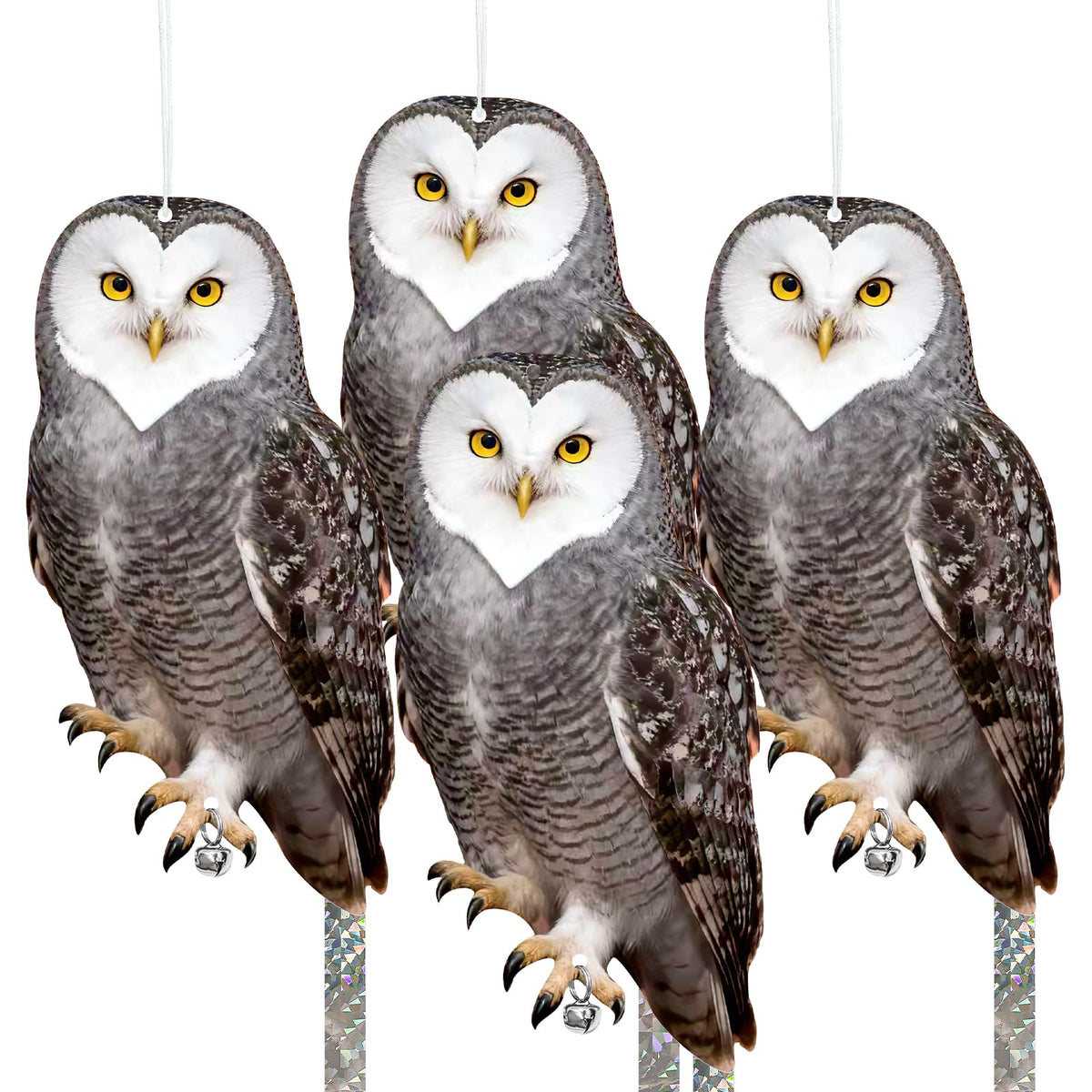 Vicsiyi fake owl with double-sided print to deter birds in garden and orchard