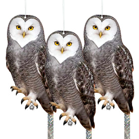 Vicsiyi fake owl with reflective tape 3-pack deters birds from your garden.