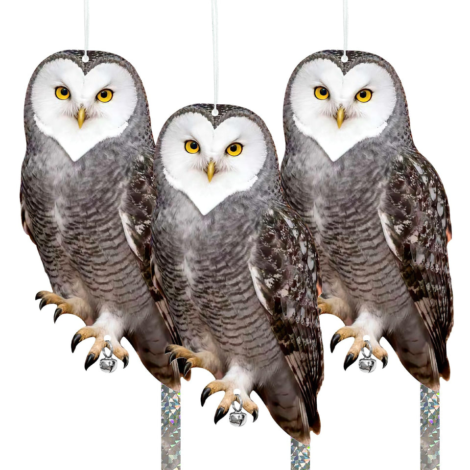 Vicsiyi fake owl with reflective tape 3-pack deters birds from your garden.