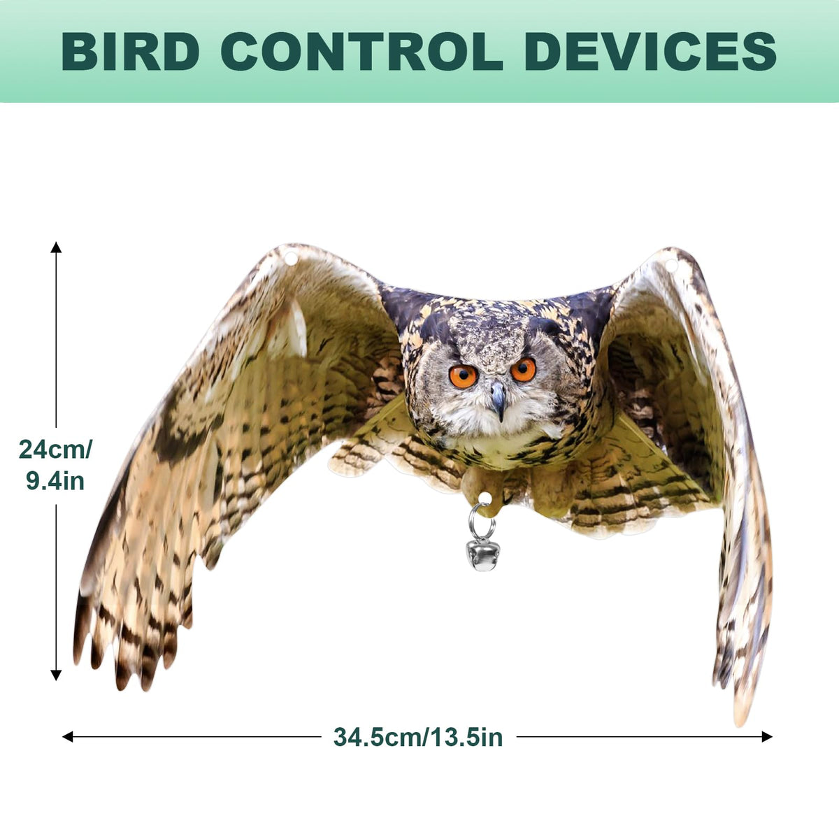 Vicsiyi double-sided owl decor reflects sun to discourage pigeons on trees.