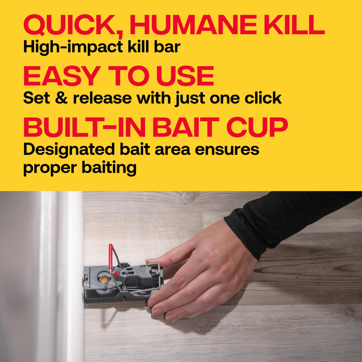 Victor Easy-Set humane mouse trap with one-click setup and release.