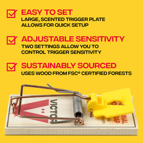 Victor M035-12 sustainably sourced wood for responsible indoor pest management.