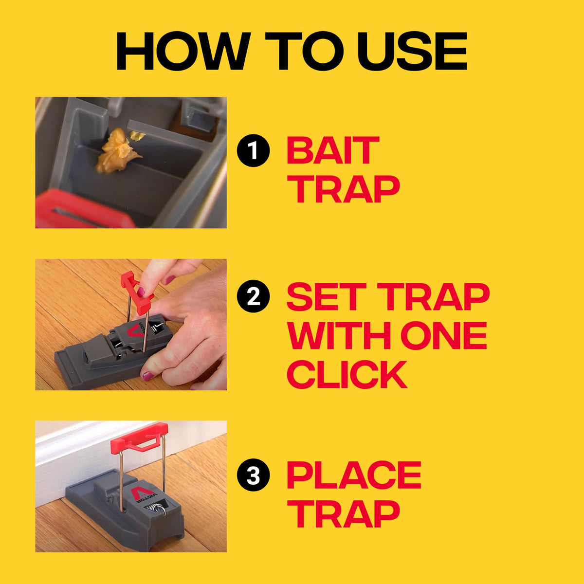 Victor M123SSR covered bait trough keeps bait secure and visible