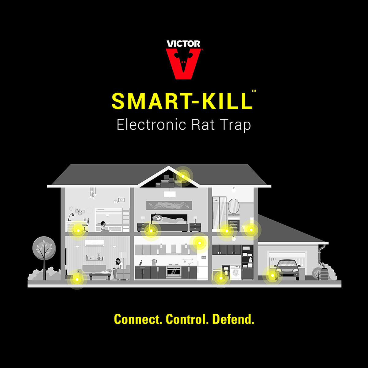 Victor M2 Smart-Kill indoor placement along walls for protection