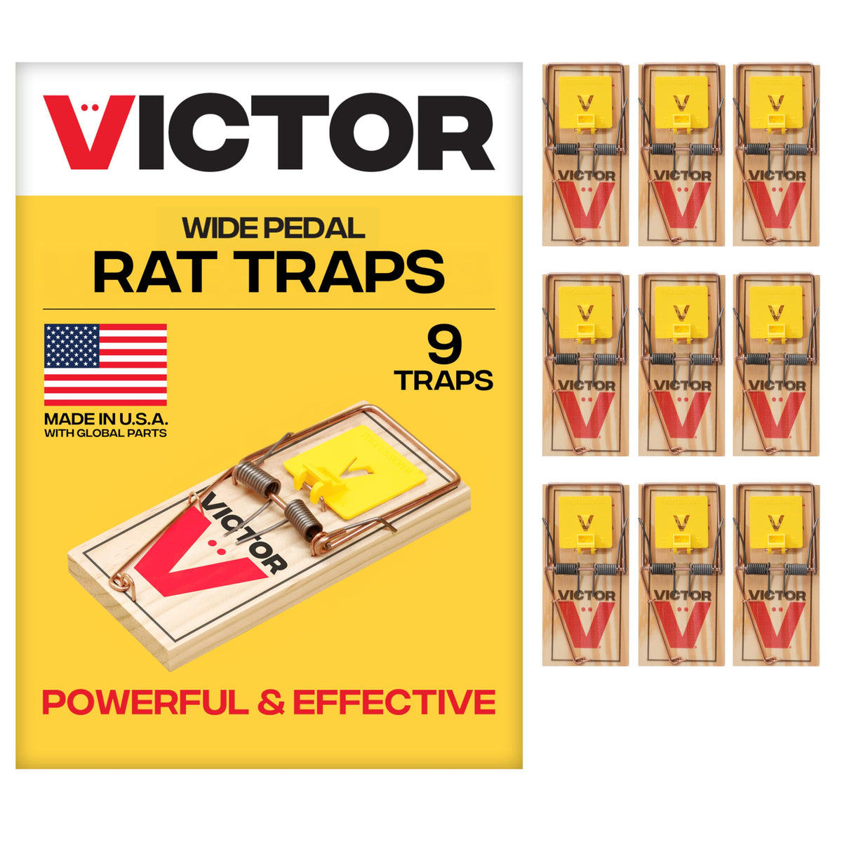 Victor M205-9 wide-pedal rat trap closed for clean disposal
