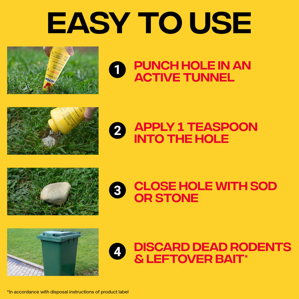 Victor M6006 6 oz container provides ample bait for several burrows.