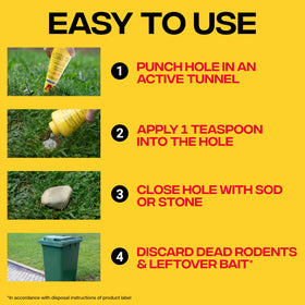 Victor M6006 6 oz container provides ample bait for several burrows.
