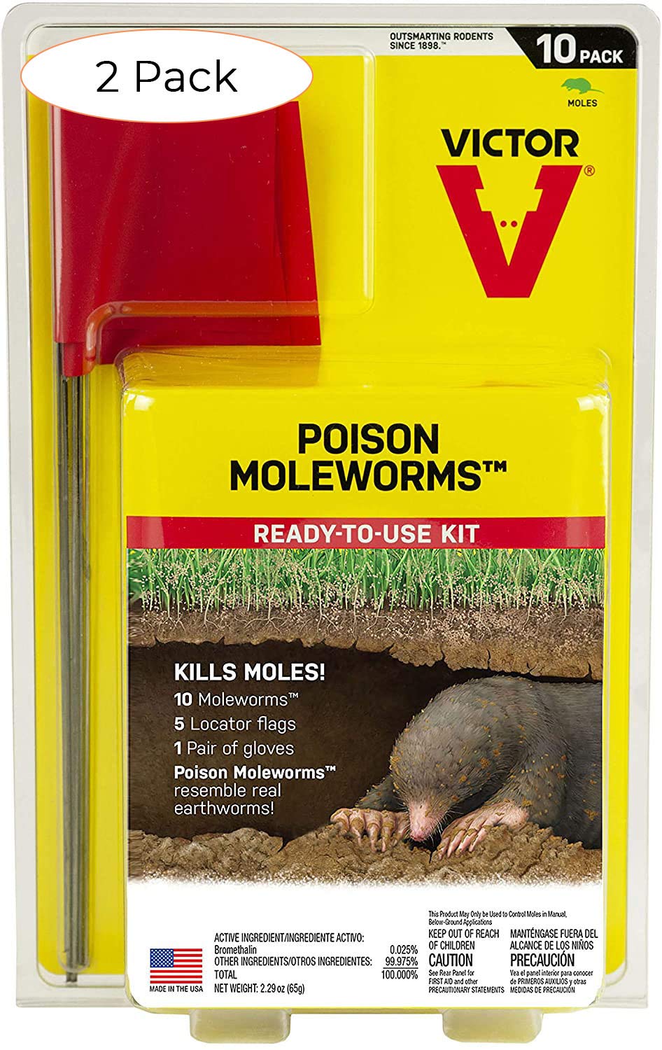 Victor M6009 Poison Moleworms Yellow two-pack product photo for mole control