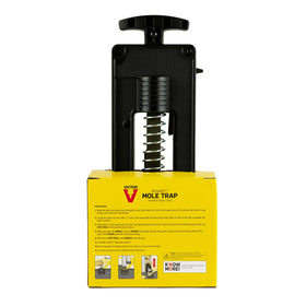 Victor M9015 trap mounted in softened ground with foot pegs ready for setting