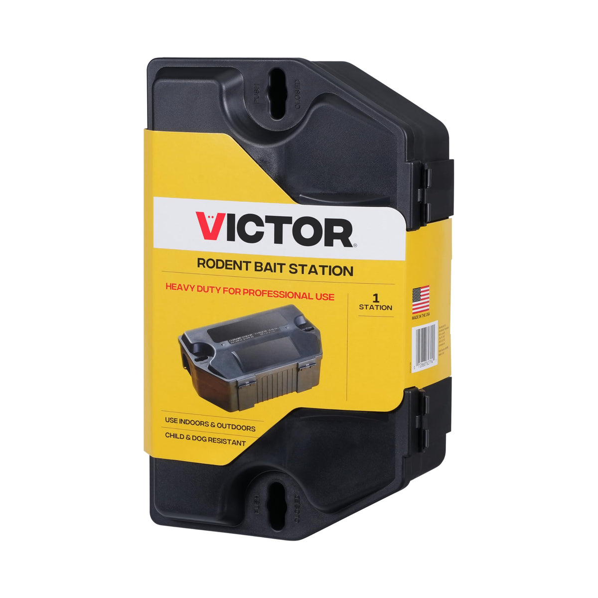 Victor M901RB refillable bait station with large capacity for multiple bait blocks.