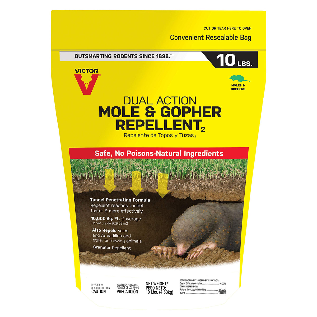 Victor Mole & Gopher Repellent bag for outdoor pest protection