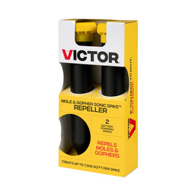 Victor Sonic Spike ground installation shows chemical-free deterrence for moles and gophers.