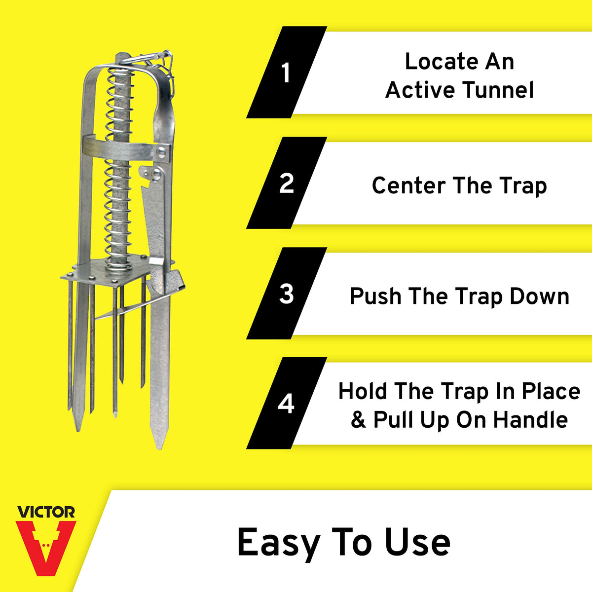 Victor mole trap in yard setting for pest control