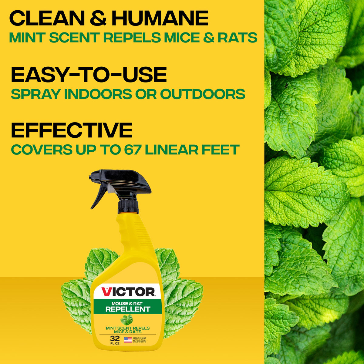 Victor Mouse and Rat Repellent Spray, indoor-use, creates scent barriers inside living spaces.