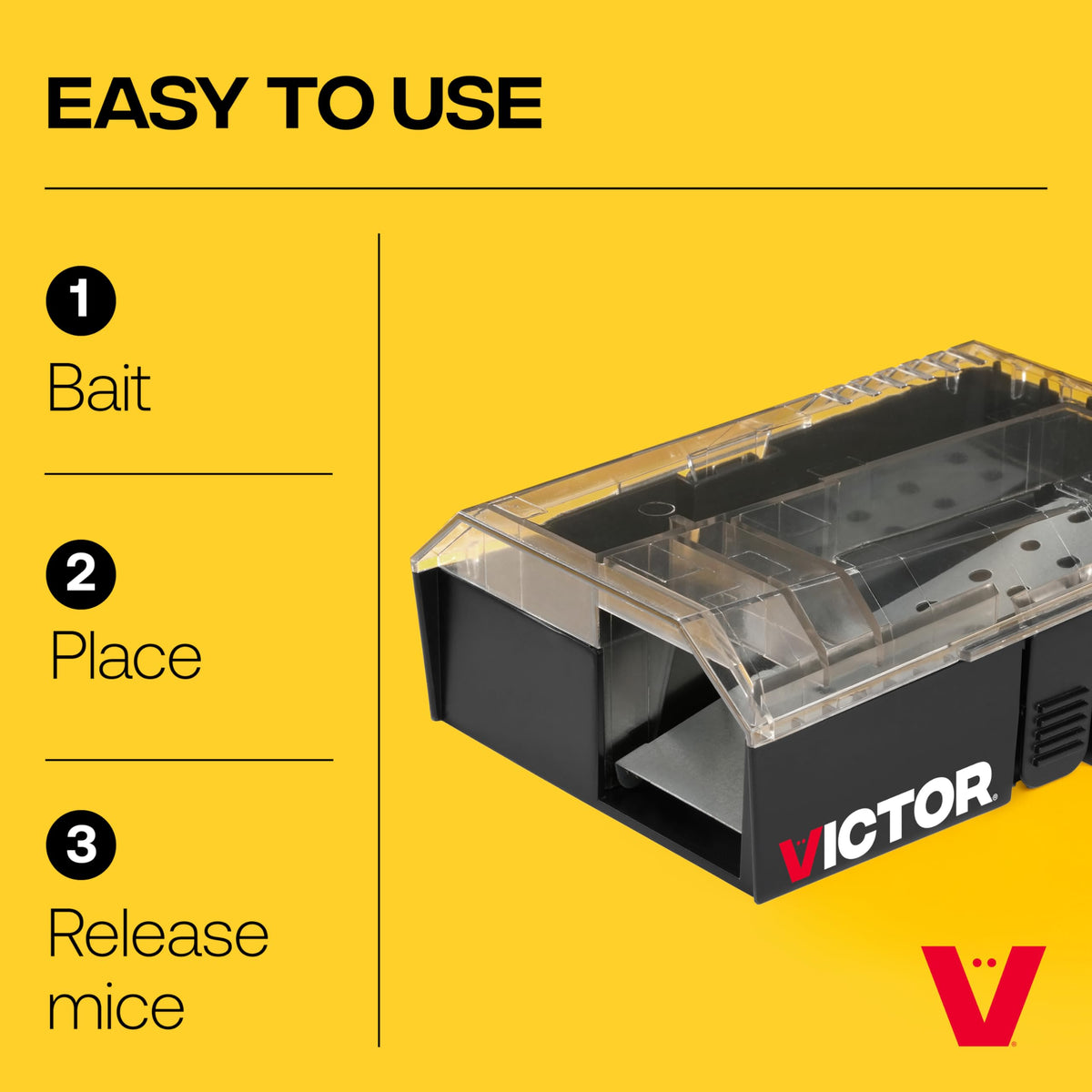 Victor trap with transparent lid makes catches visible.