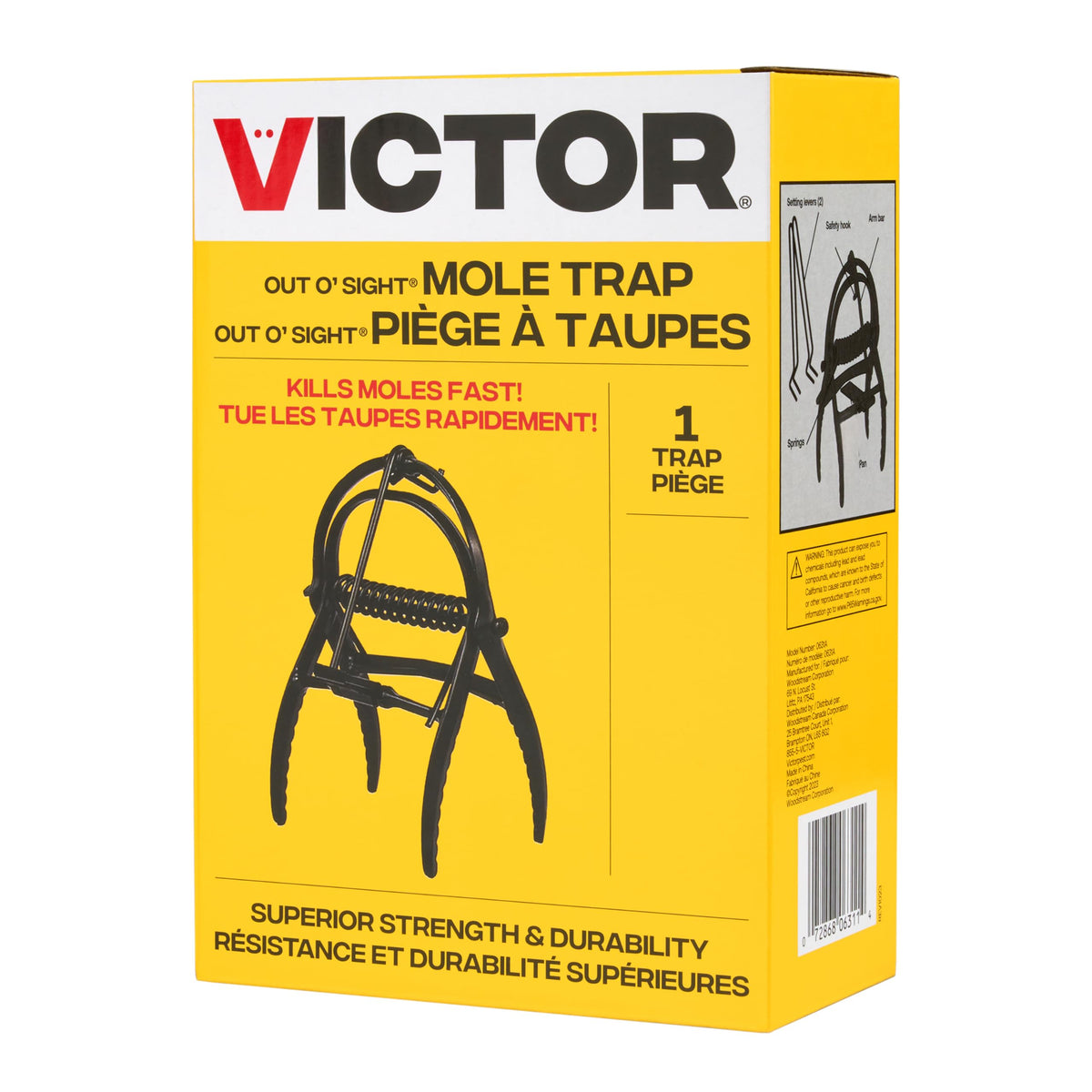 Victor Out O'Sight Mole Trap illustrated-instructions to guide placement
