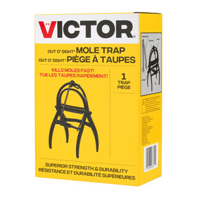 Victor Out O'Sight Mole Trap illustrated-instructions to guide placement