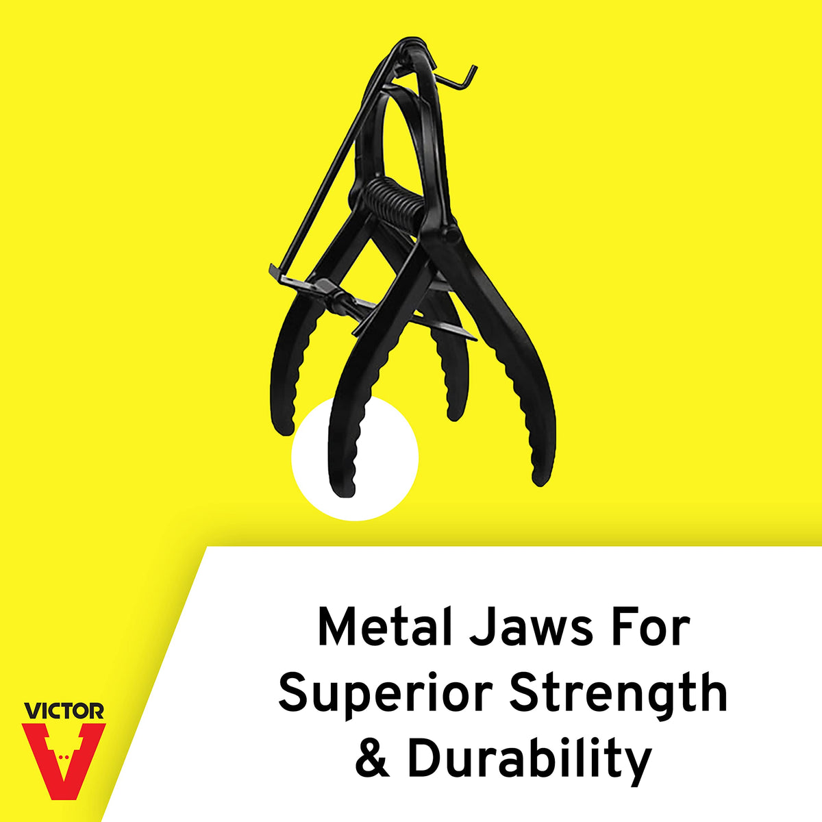 Victor Out O'Sight Mole Trap metal-jaws close-up showing strength