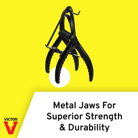 Victor Out O'Sight Mole Trap metal-jaws close-up showing strength