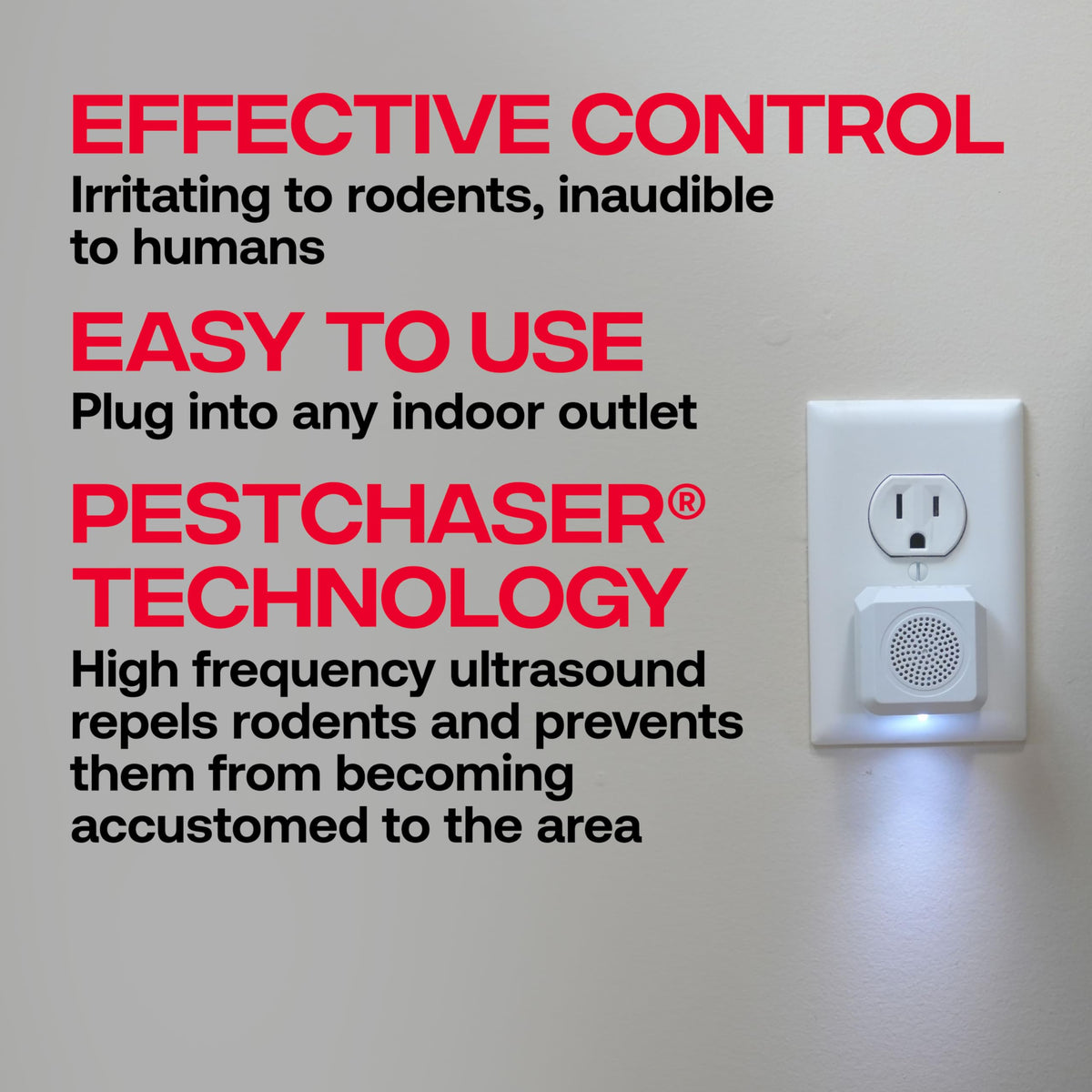 Victor PestChaser compact design fits small outlets in kitchens and bedrooms.